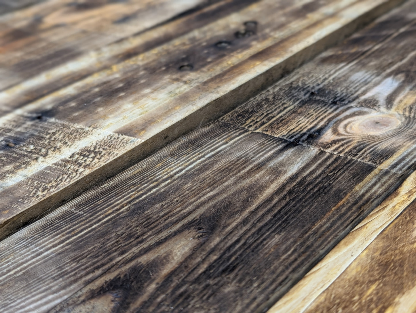 Reclaimed Wood Panels – 1m² Eco-Friendly Scorched Reclaimed Timber Boards