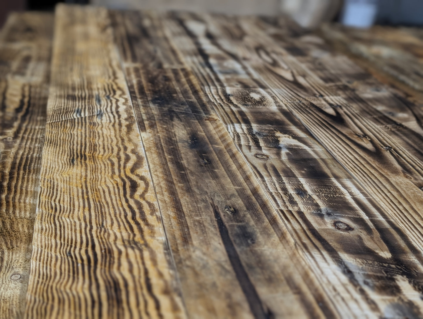 Reclaimed Wood Panels – 1m² Eco-Friendly Scorched Reclaimed Timber Boards
