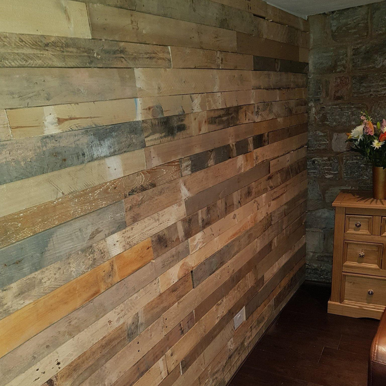 1m² Rustic Pallet Wood Wall Cladding – Random Length Reclaimed Boards ...