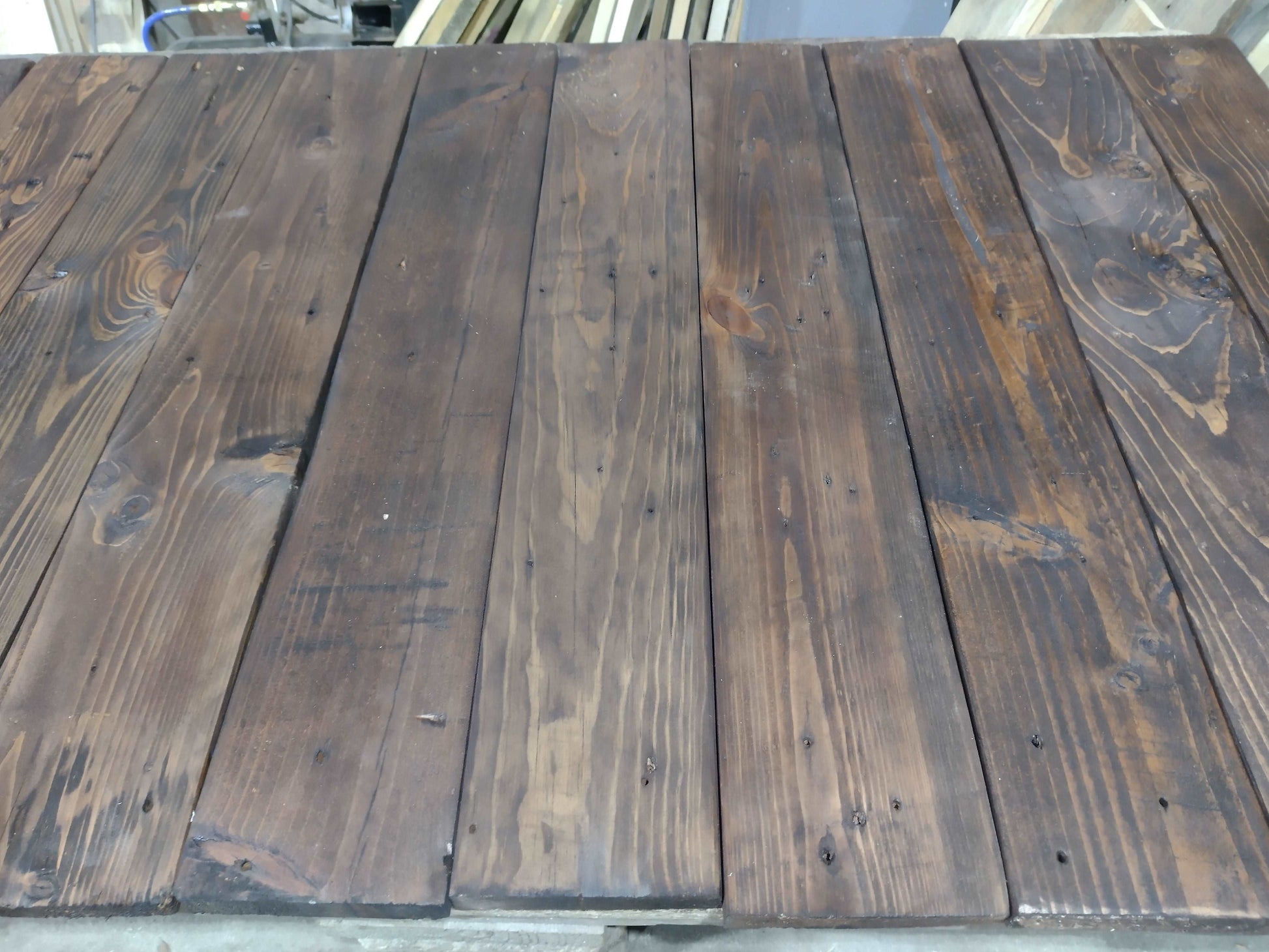 Reclaimed Distressed Board Dark Oak Wax Finish
