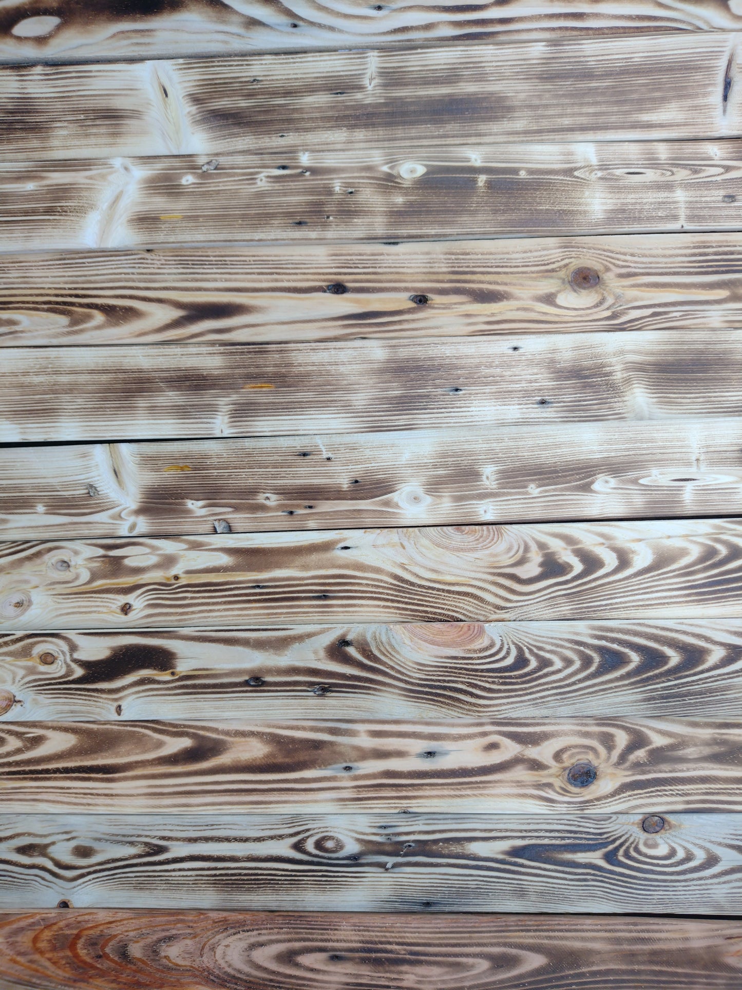 Charred Reclaimed Pallet Wood Wall Cladding  11 Planks 90mm wide