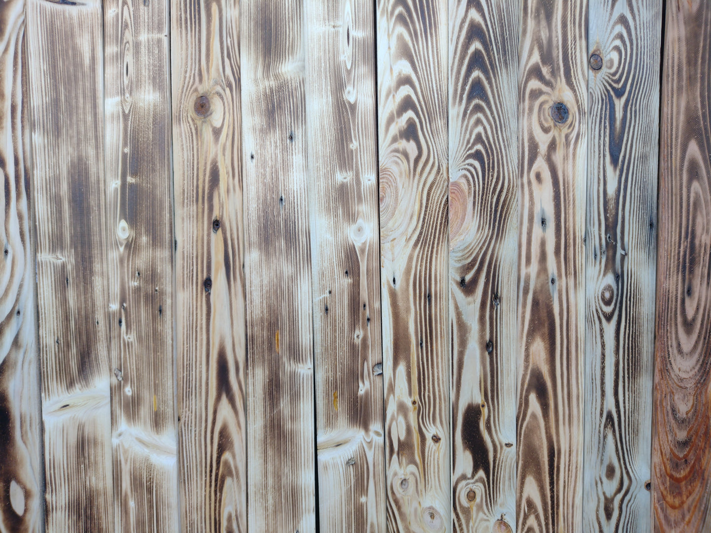 Charred Reclaimed Pallet Wood Wall Cladding  11 Planks 90mm wide