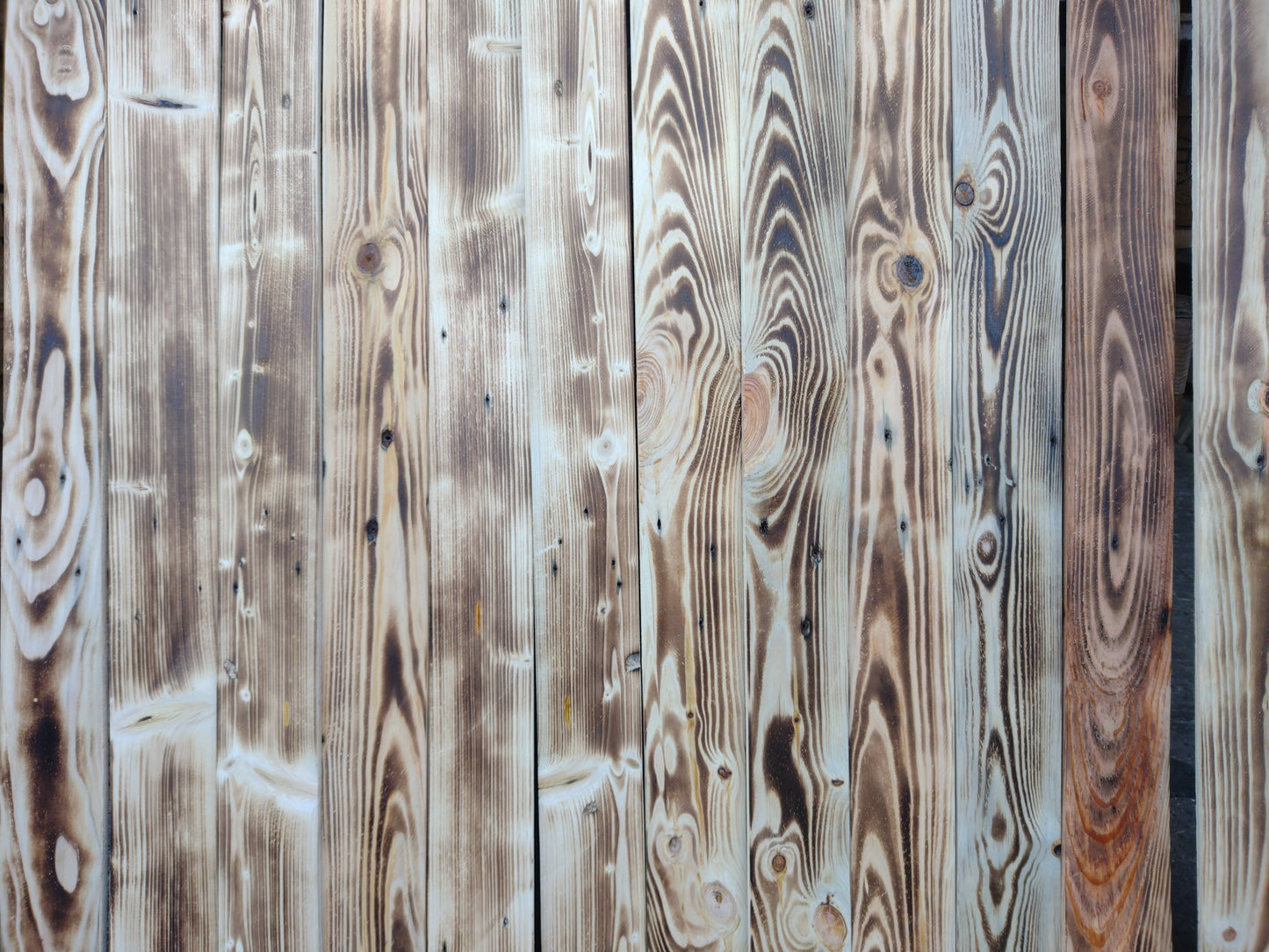 Charred Reclaimed Pallet Wood Wall Cladding  11 Planks 90mm wide