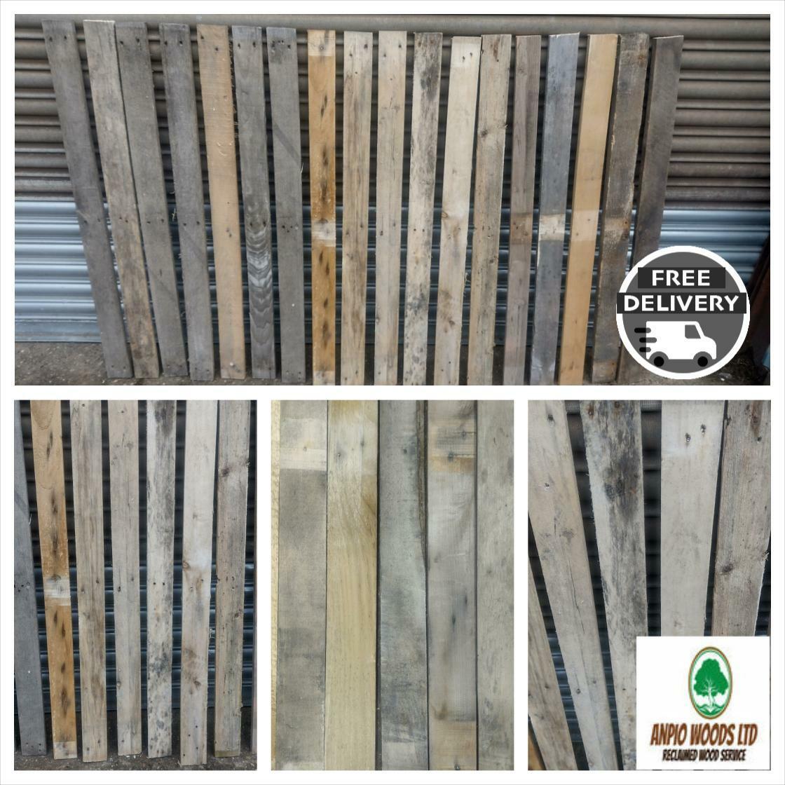 Reclaimed Distressed Wood Pallet Planks - Pack of 30 - Natural Patina - Easy Cladding - Multiple Project Uses - Anpio woods ltd