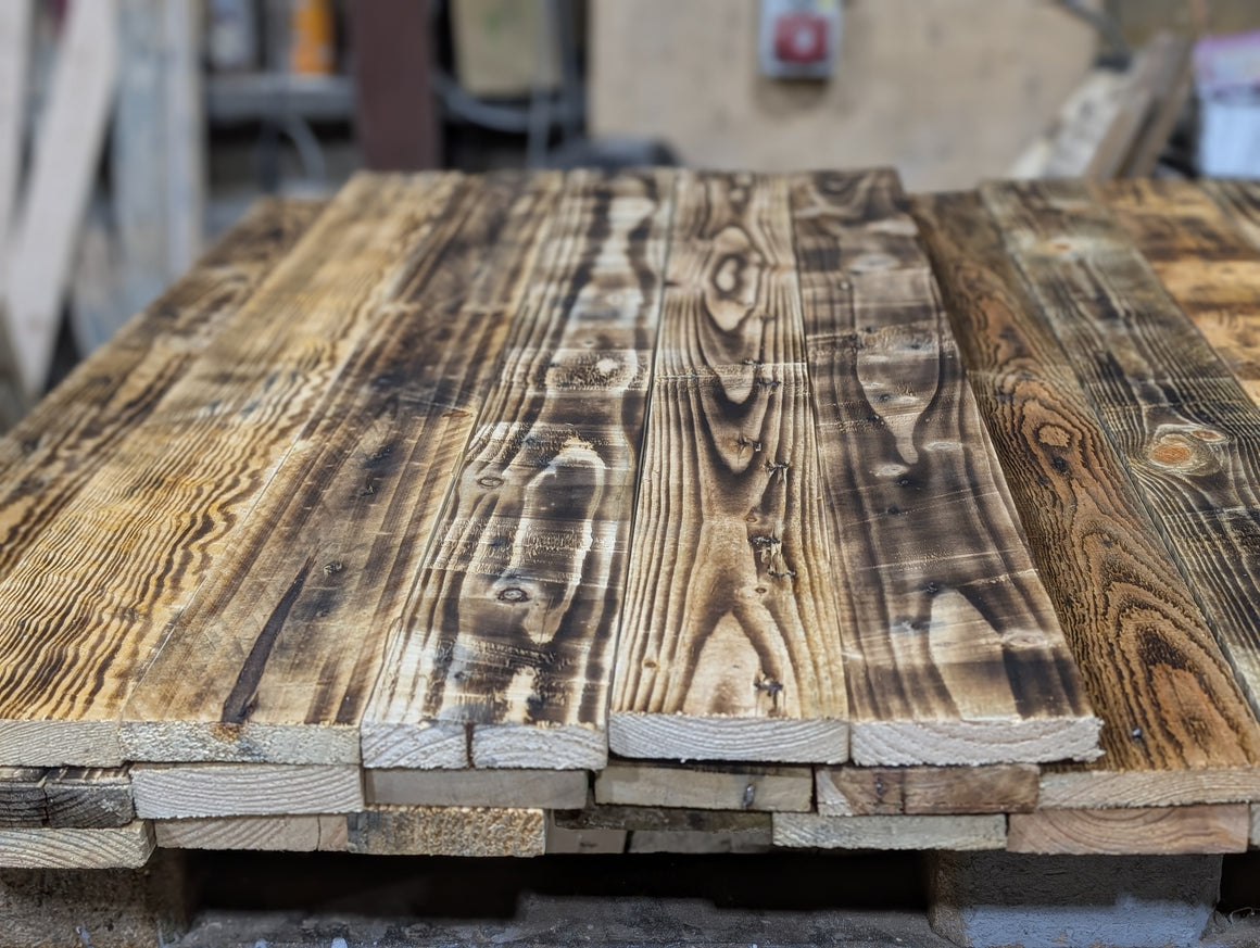 1m² Scorched Reclaimed Wood Panels – Eco-Friendly Charred Wall Cladding ...